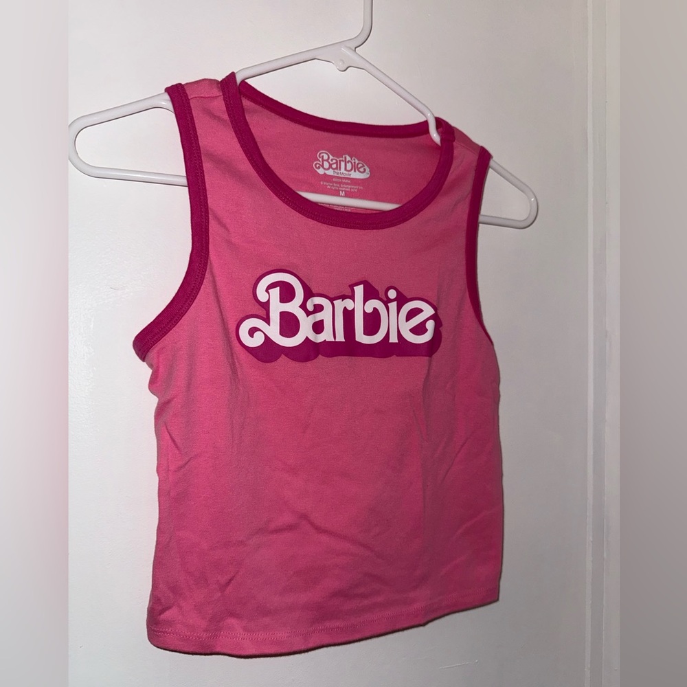 barbie pink graphic logo sleeveless tank top
